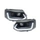 DRL REFLEKTORY VW T5 GP 10+ CZARNE POŁYSK Z DYNAMICZNYM KIERUNKOWSKAZEM LED