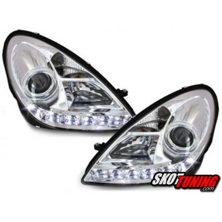 LAMPY PRZEDNIE, REFLEKTORY MERCEDES BENZ SLK R171 04-11 CHROM DRL