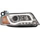 D-LITE EVO REFLEKTORY AUDI A6 4B 01-04 Z ŚWIATŁAMI DO JAZDY DZIENNEJ CHROM